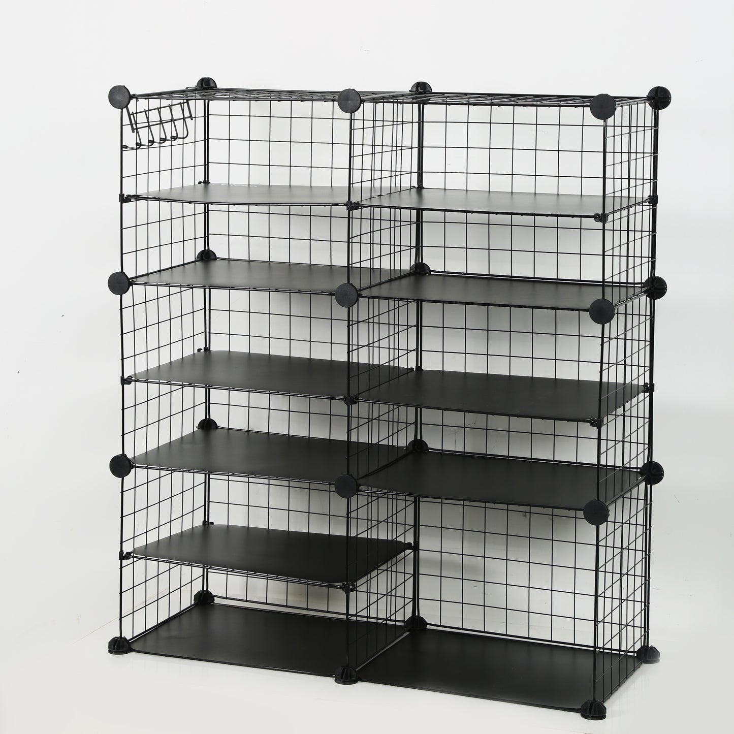 FYRENA Cube Storage, 16 Pair Shoe Rack, DIY Shoe Organizer with Divider Design, Clothes Storage Organizer for Wardrobe, Closet, Modular Bookcase, with Rubber Mallet, Black ULPI36H